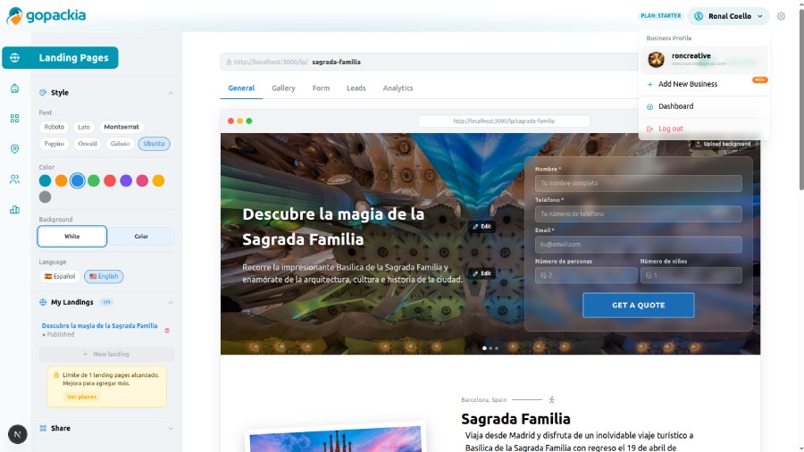 Landing pages